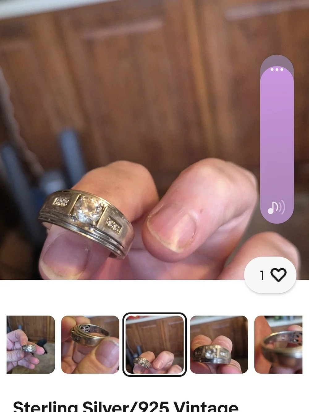 Sterling Silver 925 Men’s Band Ring with Clear Stones - Silver